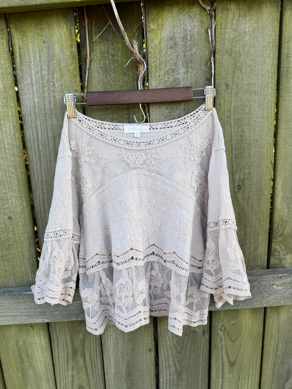 Rebellion Cream Lace Peasant Blouse